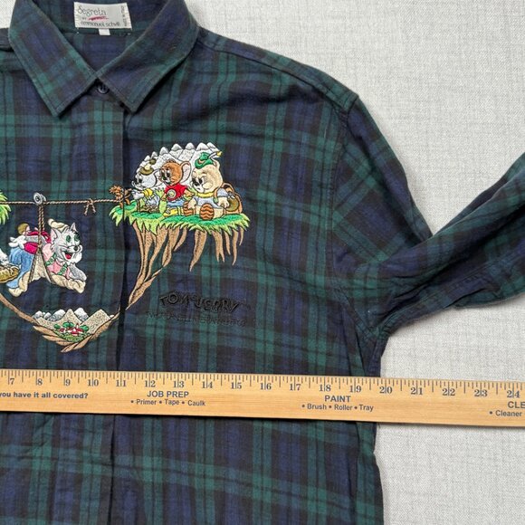 VTG Segreta by Emmanuel Schvili Plaid Button-Down Shirt Tom & Jerry Size 44 - Picture 8 of 14